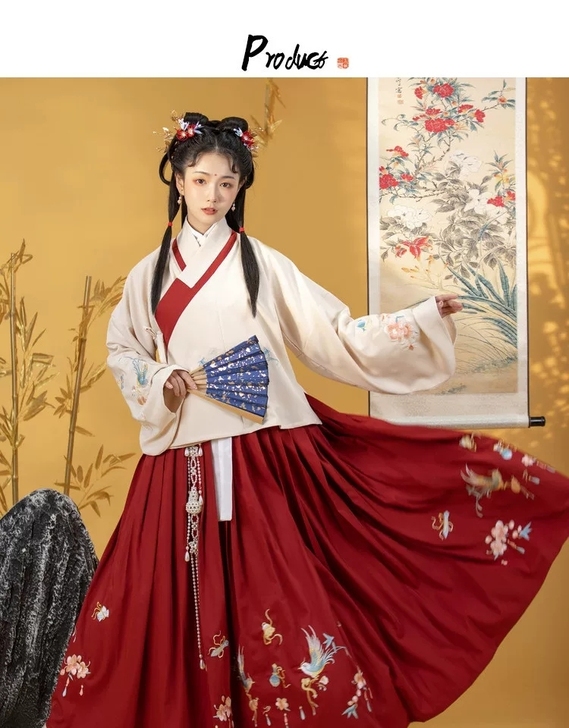 玉术汉服女原创百鸟明制袄裙秋冬交领琵琶袖日...