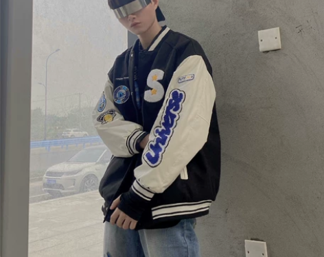 美式棒球服男潮流宽松款 春秋季刺绣棒球外套...
