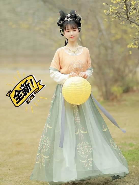 素羽华裳原创芷兮坦领汉服女半臂敦煌风齐腰襦...