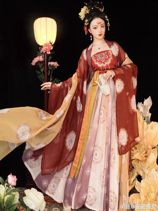 玉术原创汉服女霓裳诃子裙大袖衫唐制春夏刺绣...