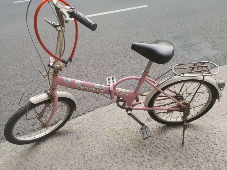 折叠自行车，好长时间不骑了，收拾地下室搬出...