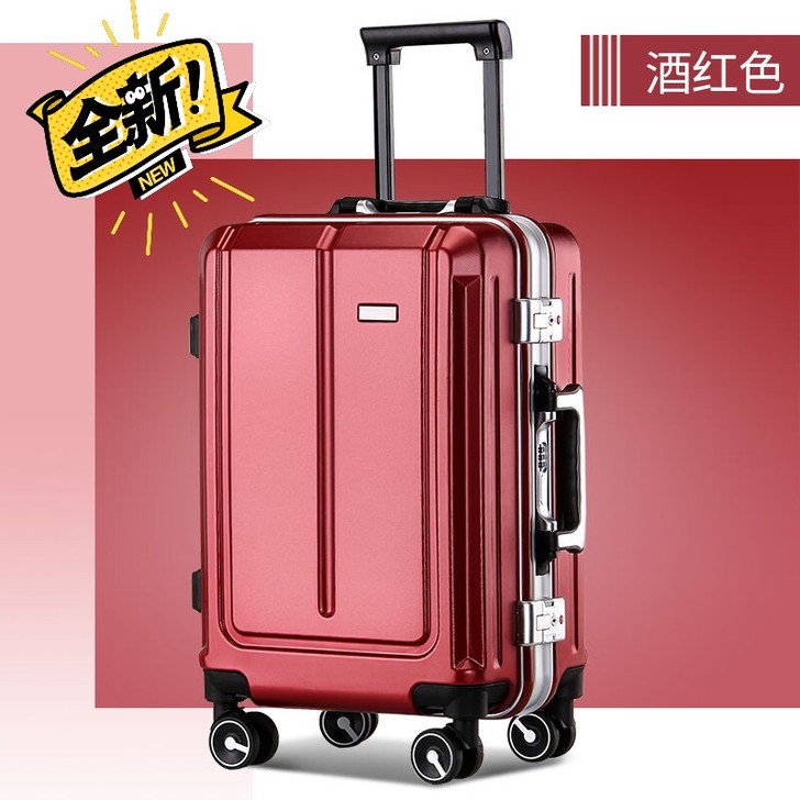 袋鼠PC万向轮海关锁铝框拉杆箱男商务旅行箱...