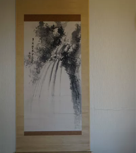 日本老茶掛，茶室挂画 瀑布图 前田畅堂（1...