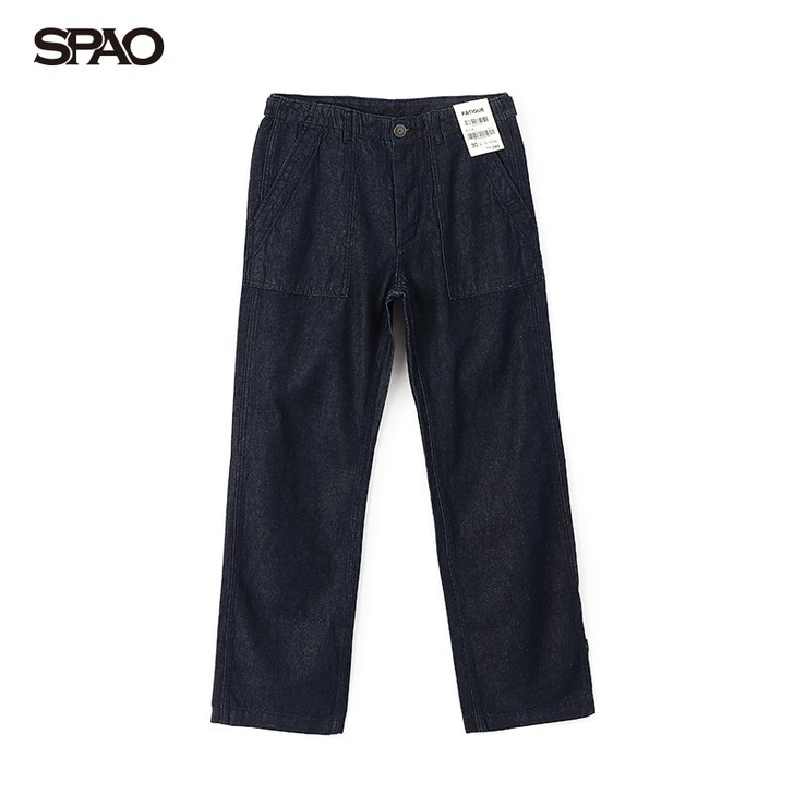 SPAO男装宽松牛仔裤直筒牛仔长裤男SPT...
