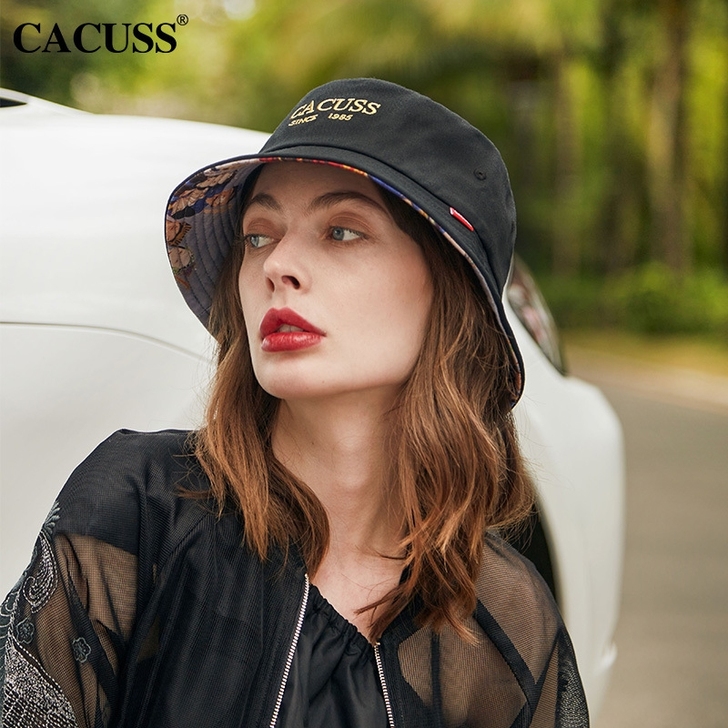 CACUSS春夏文艺刺绣女士盆帽男宽檐印花...