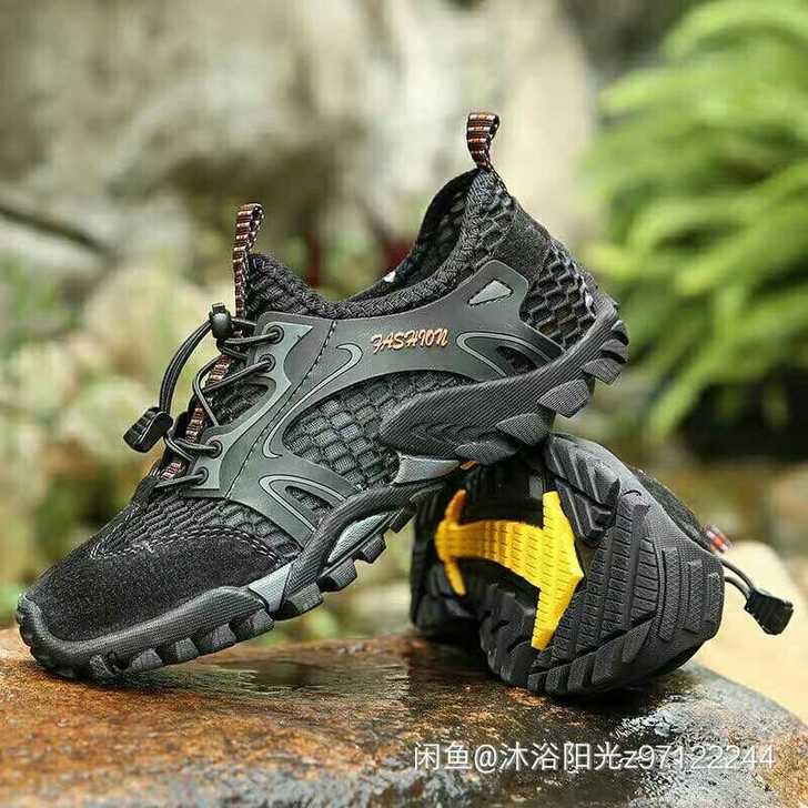 真皮户外休闲鞋网布鞋登山鞋 男士运动鞋溯溪...