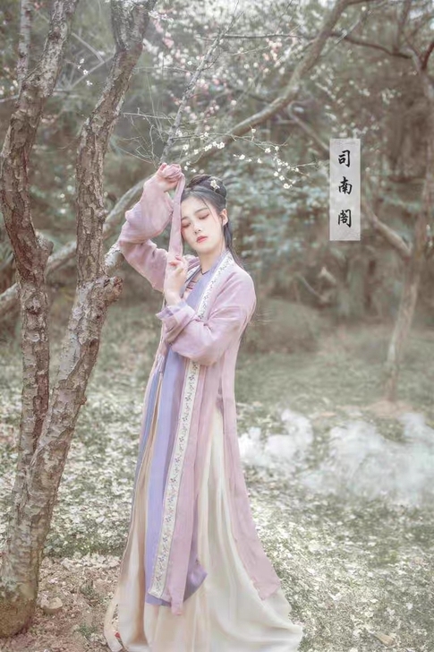 司南阁原创【行香子】宋制汉服女款双层长衫抹...