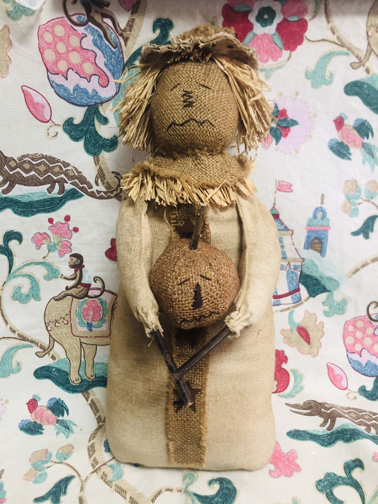 中古vintage手工稻草人娃娃高约40厘米