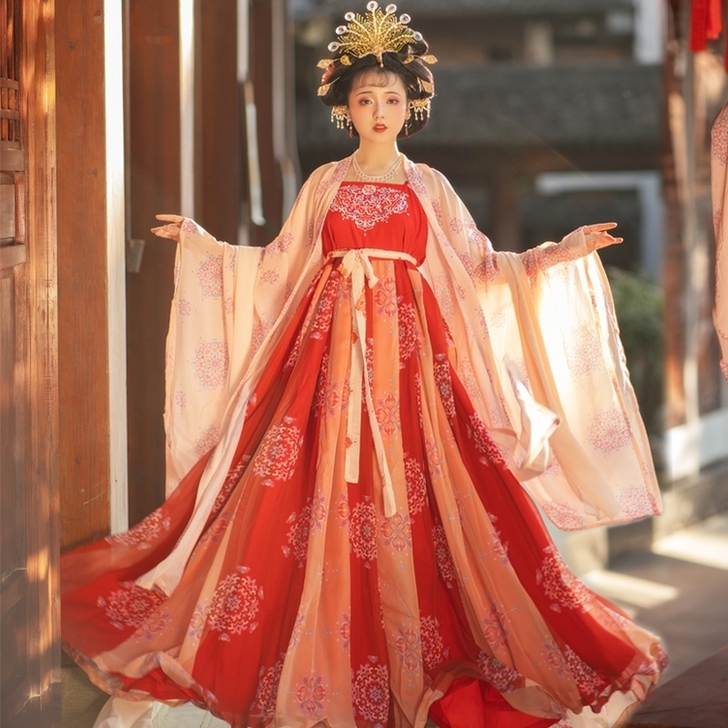 萝衭序唐制【落花】诃子裙唐风汉服仕女正品大...