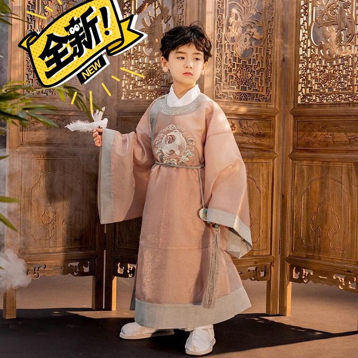 原创改良汉服男童装小怀瑜宋制襕衫中国风儿童...