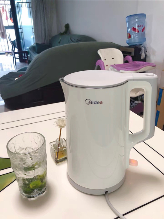 全新 美的电热水壶 家用保温壶 不锈钢大容...