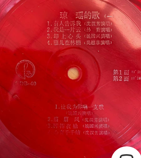 老唱片琼瑶的歌（一二）一套齐，九五品很新，...