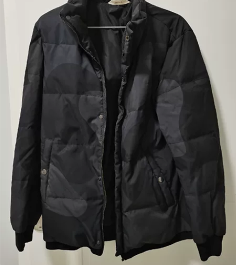 男士厚羽绒服 180码,黑色有暗纹,正常短...