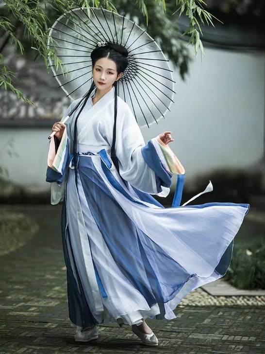 柒邑雲裳诉汉服,交领晋制齐腰破裙6米摆大全...