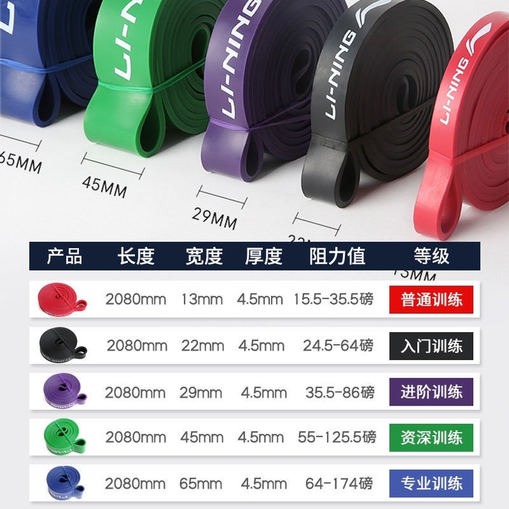 全新正品！李宁健身弹力带男拉力绳阻力带力量...