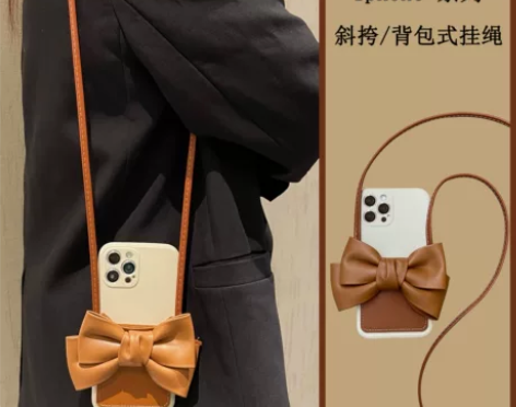 ins风蝴蝶结适用苹果12斜挎手机壳苹果1...