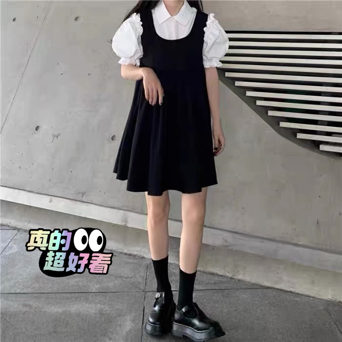 黑色背带裙气质连衣裙女装裙子夏季2021新...