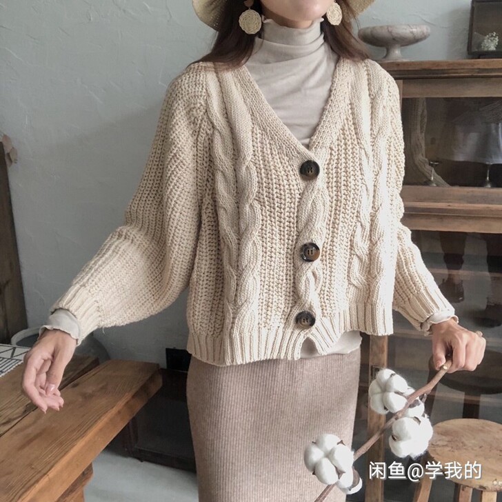慵懒风秋冬毛衣开衫宽松针织外套!包邮!