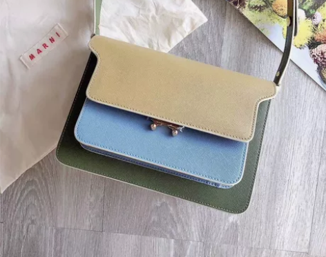 Marni trunk拼色十字纹牛皮中号风...