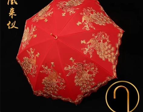 【55价】红伞结婚新娘伞红色出嫁雨伞中式古...