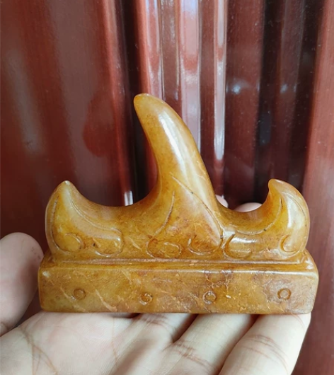 收来的老玉古玉笔架书房摆件毛笔架老玉品相好...