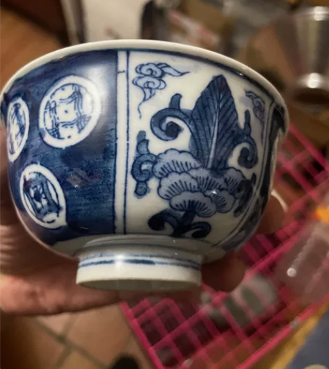 日本回流,大正时期,昭和时期,老青花盖碗,...