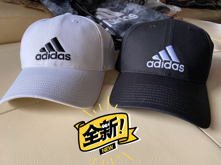 全新正品adidas黑色白色全棉运动帽