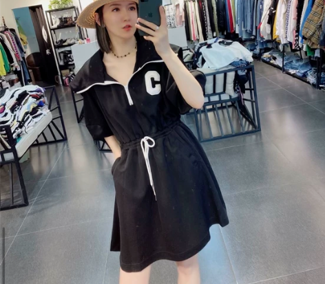 欧洲站夏装新款欧货洋气减龄字母连帽上衣女宽...