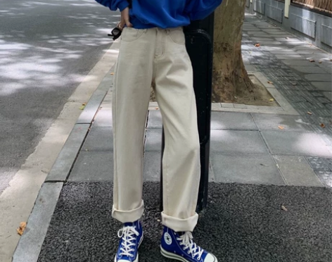【穿搭博主闲置】高腰牛仔裤女显瘦显高直筒阔...