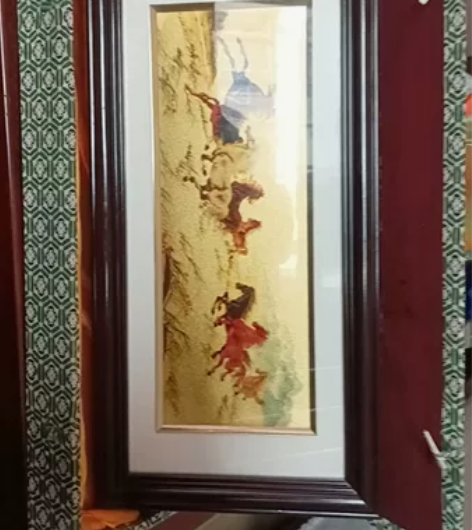 金箔画八骏图 全新工艺礼品画,!39*19...
