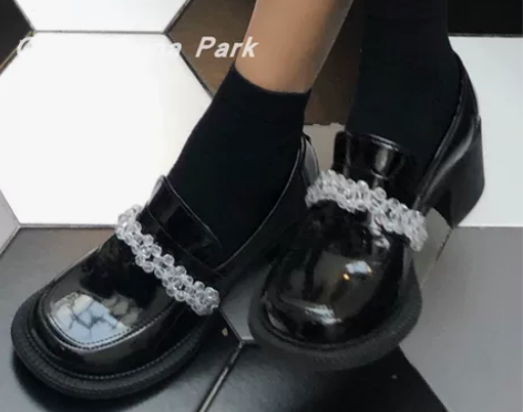 顾零一同款复古水晶冰花高跟玛丽珍鞋女网红英...