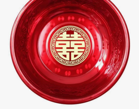 女方陪嫁红盆，结婚用。两个 加厚款圆喜盆，...
