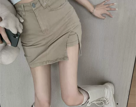 开叉牛仔半身裙女春夏高腰显瘦裙子性感包臀a...