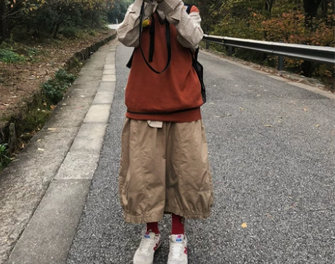 溜之猫 原创自制纯棉工装裙半身裙灯笼裙女i...