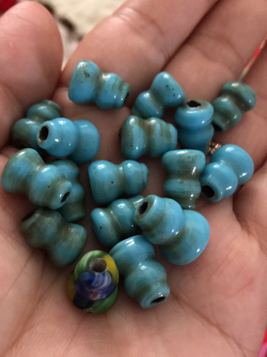 古法手工搅胎琉璃老珠子皮壳老道风化剥蚀细腻...