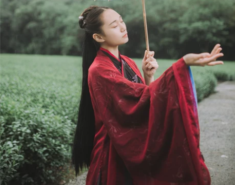 鹿门山歌魏晋风红鸾女套装交领一片式大袖齐腰...