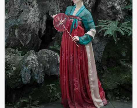 汉服女齐胸襦裙古装女仙女飘逸清新淡雅红色凤...