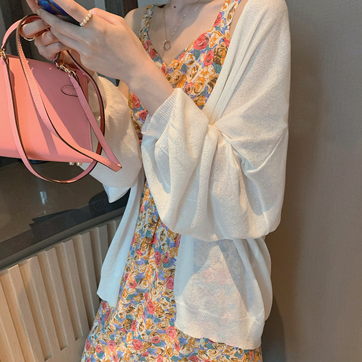 【折扣价】冰丝针织开衫外套女夏薄款披肩外搭...