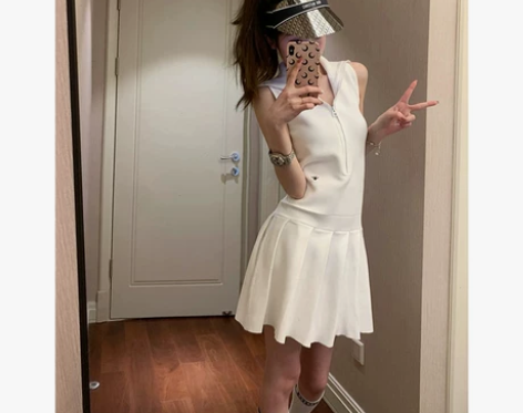 小香风polo无袖连衣裙女夏季新款高级感运...