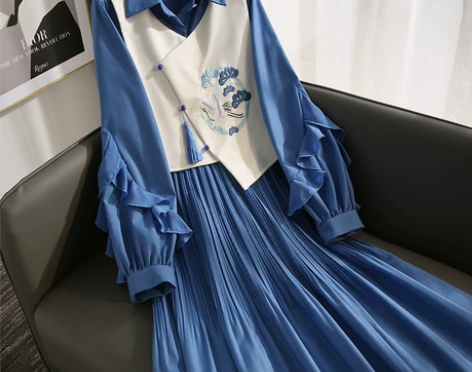 汉服改良极简风两件套早秋装2021年新款女...