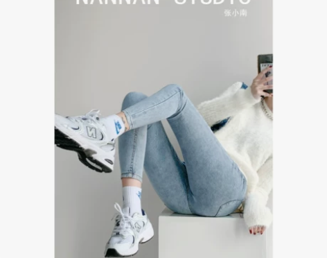 张小南 经典款 秋冬翘臀弹力牛仔裤女高腰紧...