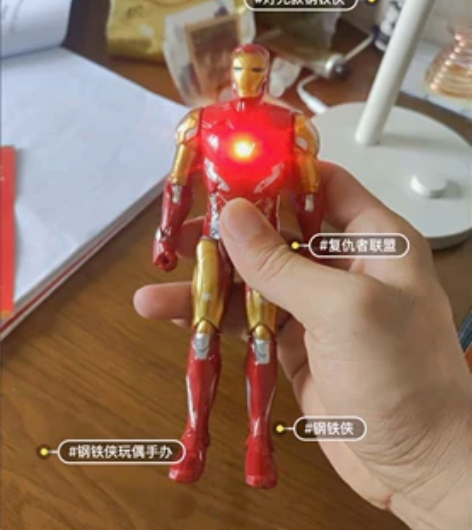 货源价18cm灯光款钢铁侠玩偶手办复仇者联...