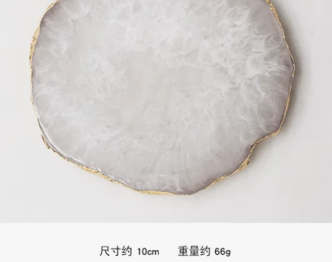 2018日式新款金边仿玛瑙方形树脂晕染调色...