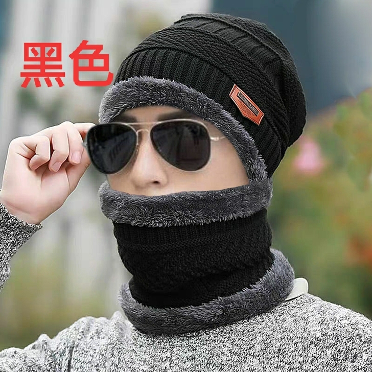 毛线帽子围脖 男士冬天户外套头保暖中国风秋...