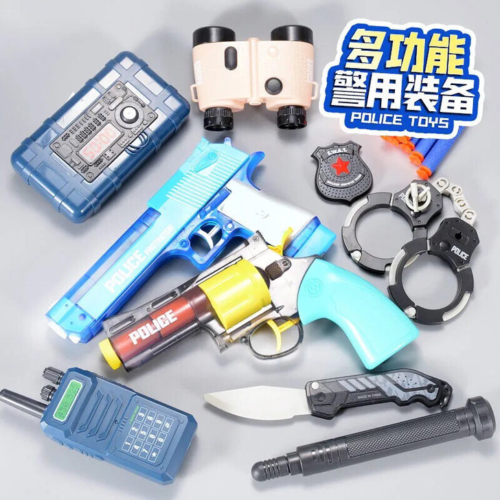 儿童玩具软弹枪吸盘手枪手铐可发射击左轮男孩...