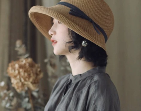 赫本风遮阳帽女可折叠 盆帽文艺渔夫帽子...
