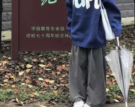 灯芯绒休闲裤女ins潮炸街灰色高腰宽松直筒...