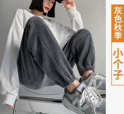 显瘦裤子雪尼尔运动裤女裤春秋季学生韩版宽松...