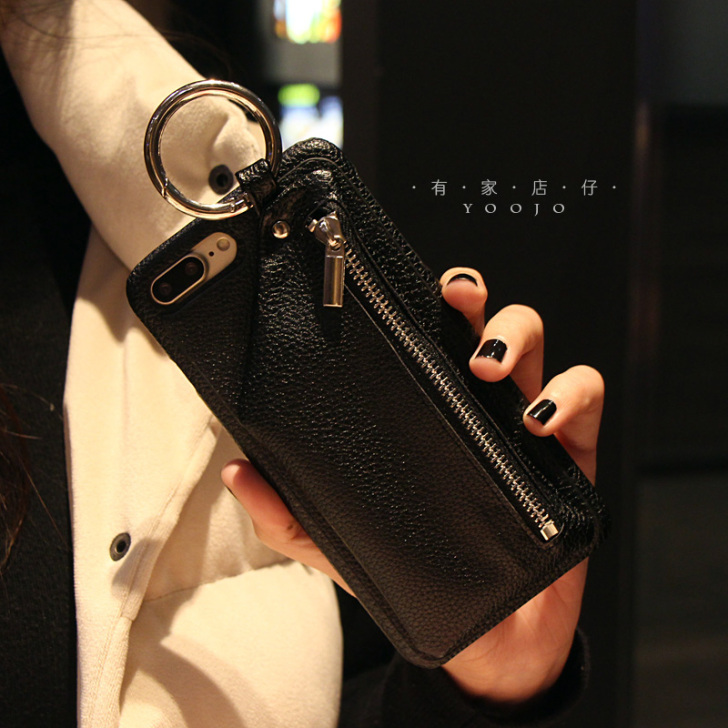 潮牌苹果8手机壳7p钱包6s挂绳iphon...