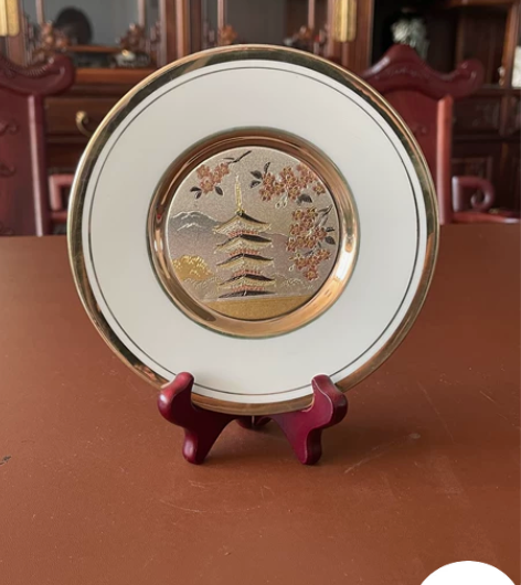 日本赏盘，挂盘，鎏金蚀刻工艺，直径15.5...